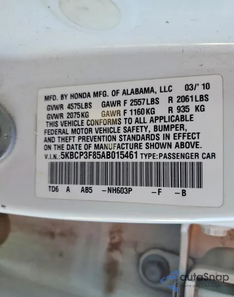 2010 Honda Accord Exl from USA, damaged, VIN 5KBCP3F85AB015461